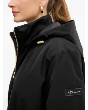 Armani Exchange フード付きドローストリングコート（ブラック） - サムネイル5