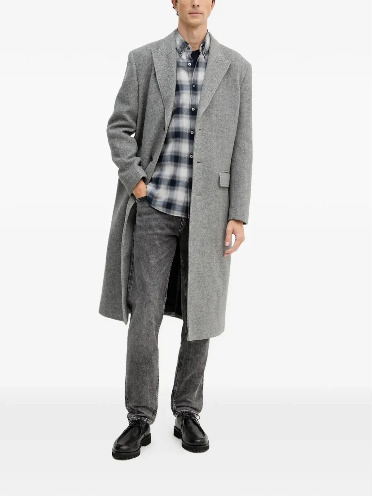 Trussardi ヘリンボーン柄コート - 画像2