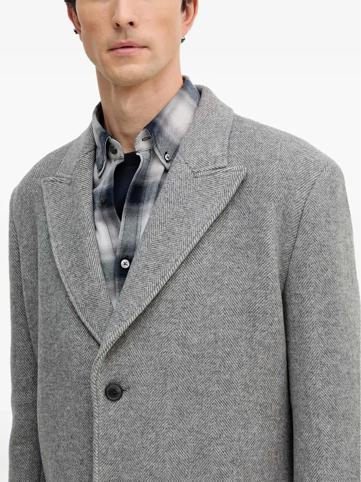 Trussardi ヘリンボーン柄コート - 画像4
