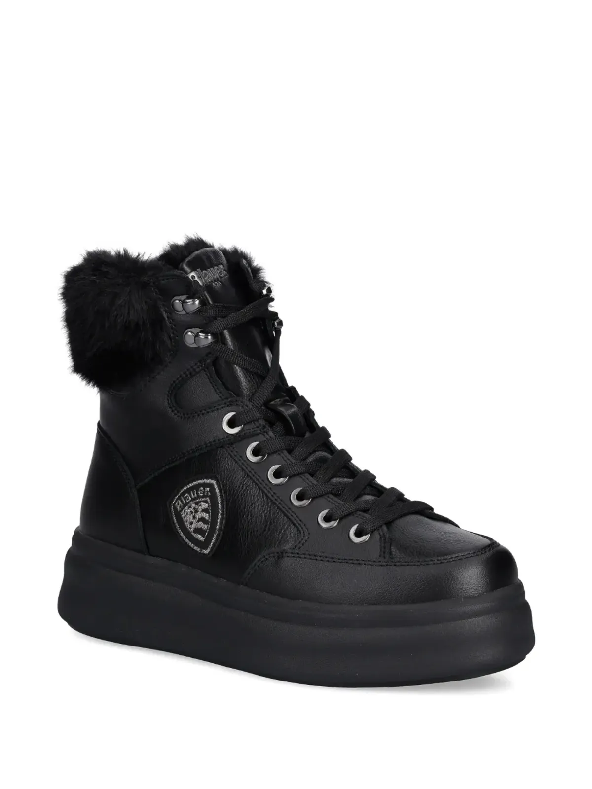 Blauer Emery01 フェイクファー レースアップ ブーツ - ブラック - 画像2