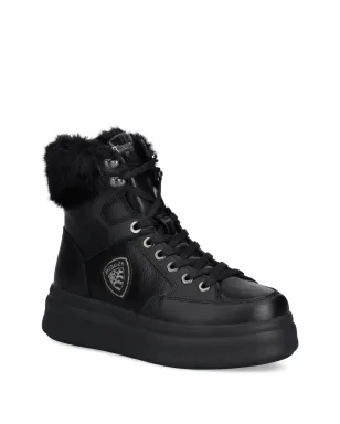 Blauer Emery01 フェイクファー レースアップ ブーツ - ブラック - サムネイル2