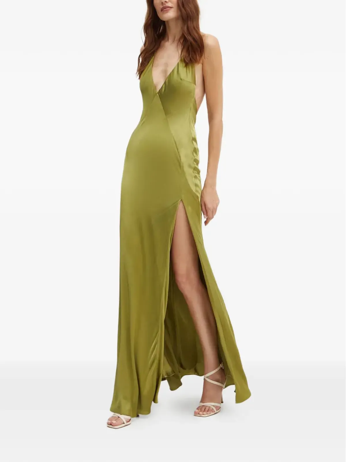 Bardot YVE YVE V-neck slit maxi dress - Green - 画像2