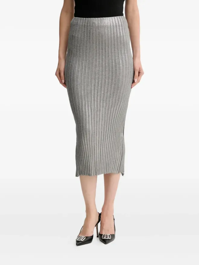 SIMONA CORSELLINI SIMONA CORSELLINI リブ編みスプリットディテール ミディスカートの商品画像