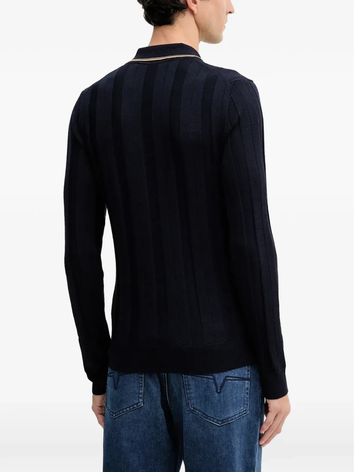 Trussardi ボーダー柄ニットポロシャツ - 画像3