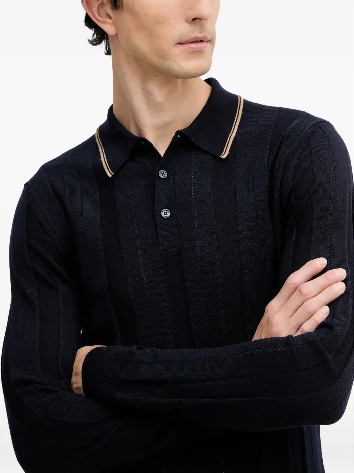 Trussardi ボーダー柄ニットポロシャツ - 画像4
