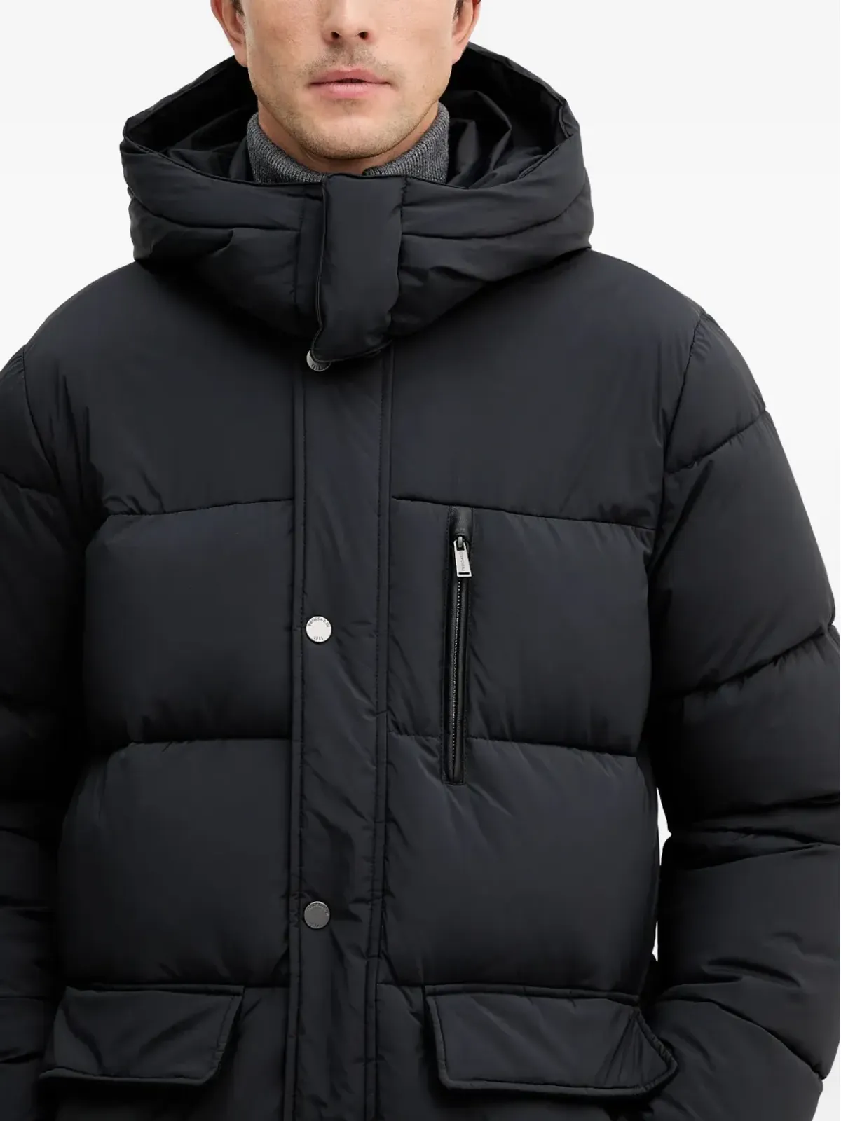 Trussardi パッド入りフード付きコート - 画像5