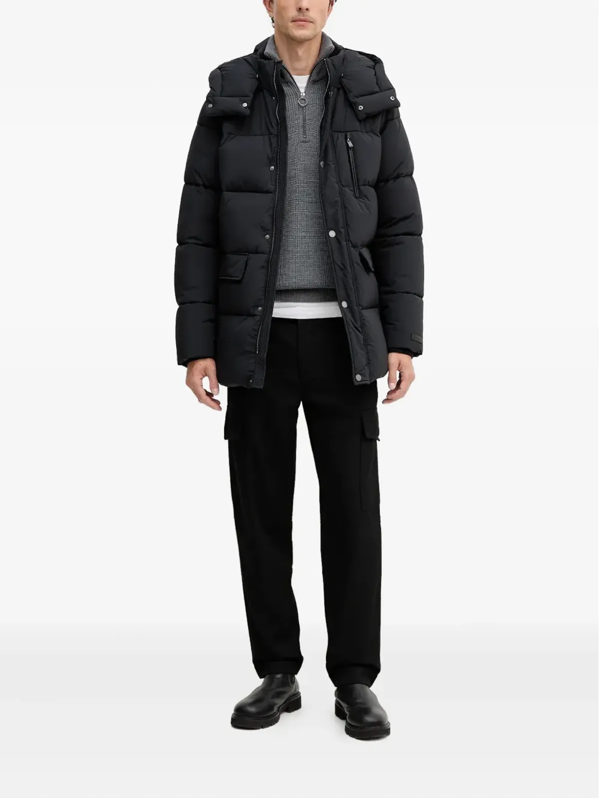 Trussardi パッド入りフード付きコート - 画像2