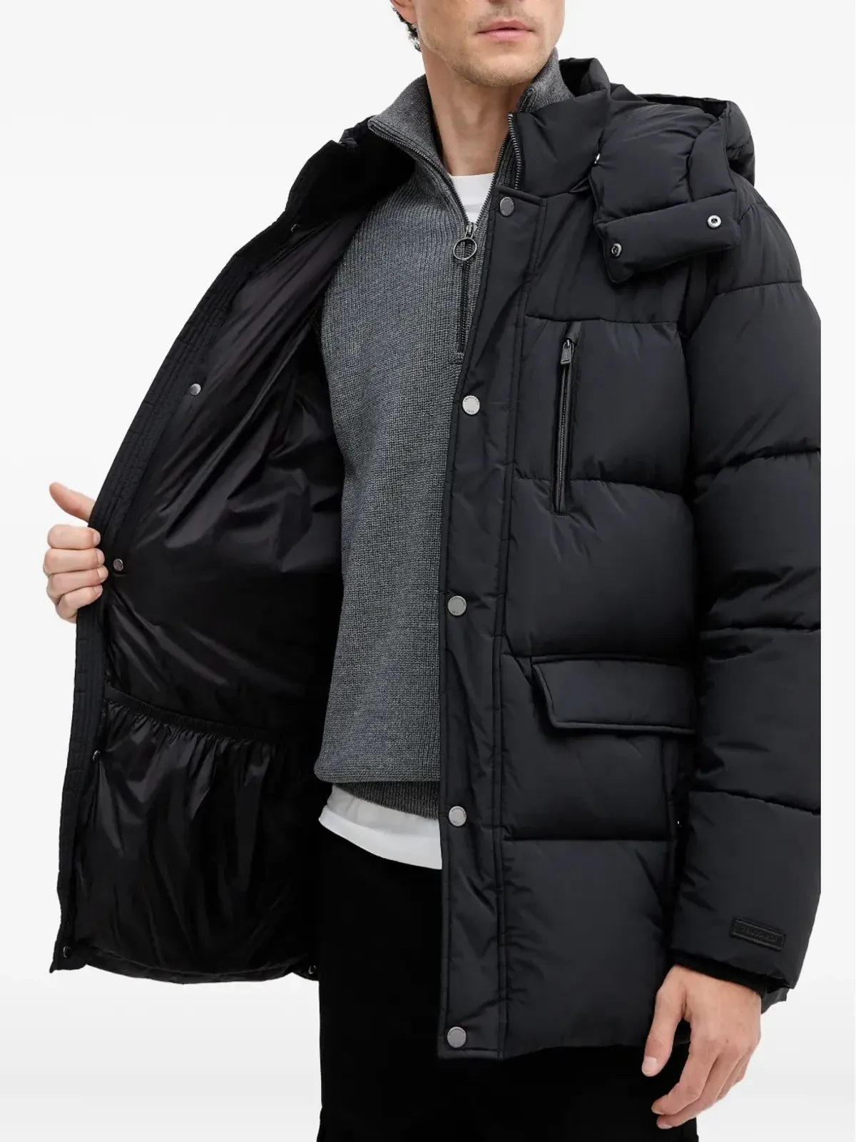 Trussardi パッド入りフード付きコート - 画像4