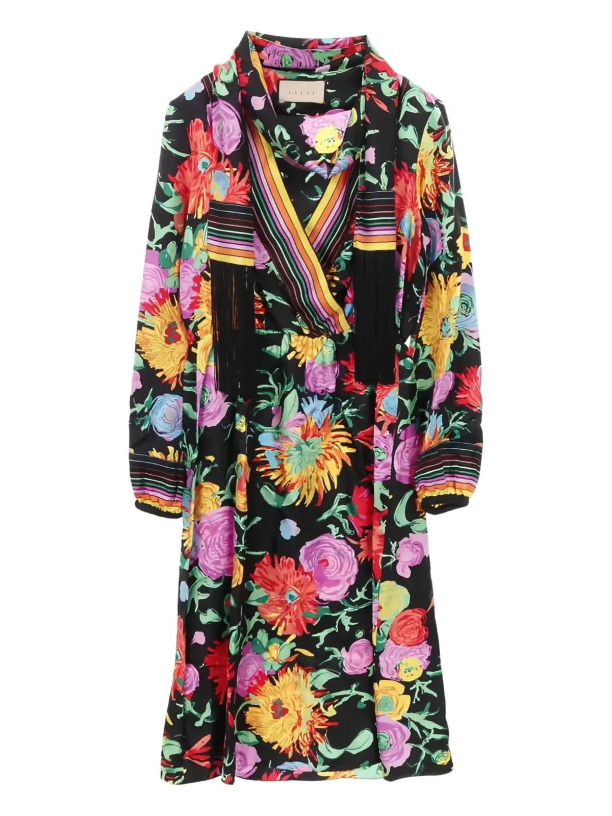Gucci Pre-Owned x Ken Scott floral silk dress - Black - 画像1