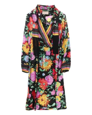 Gucci Pre-Owned x Ken Scott floral silk dress - Black - サムネイル1