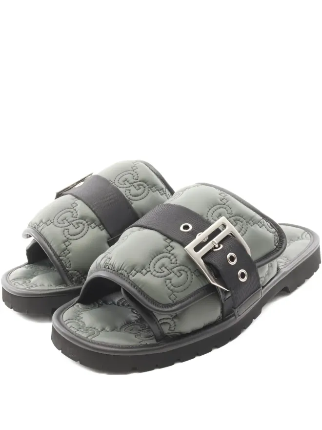 Gucci Pre-Owned Gucci Pre-Owned 20s GGキルテッドバックルサンダルの商品画像
