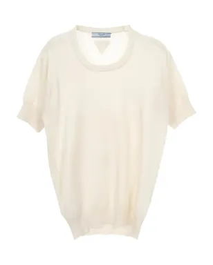 Prada Pre-Owned 2010s クルーネック半袖セーター - White - サムネイル1