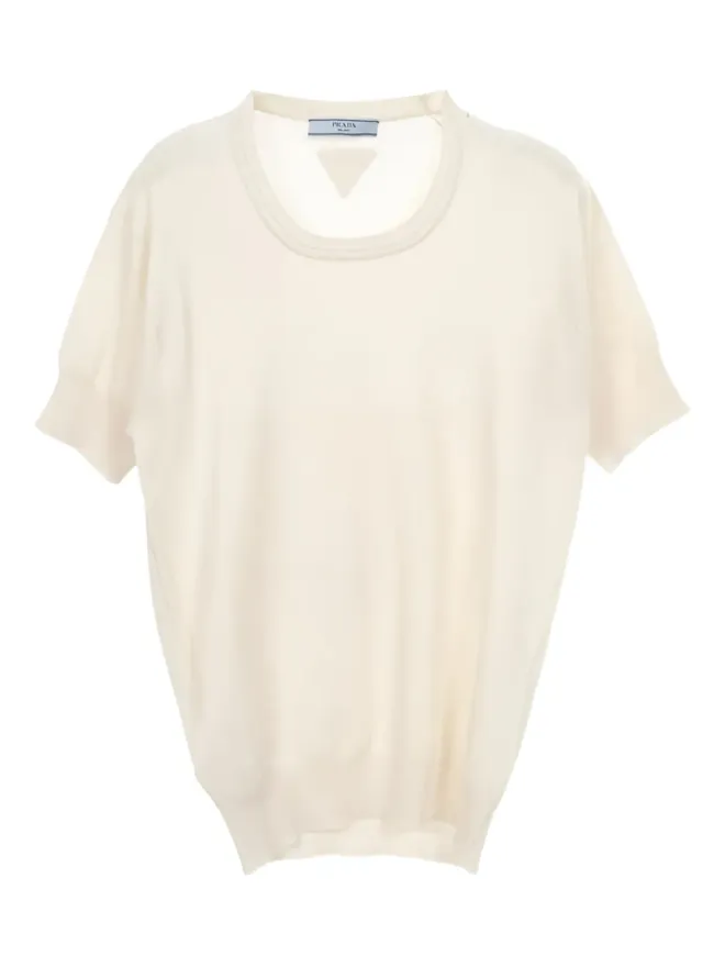 Prada Pre-Owned Prada Pre-Owned 2010s クルーネック半袖セーター - Whiteの商品画像