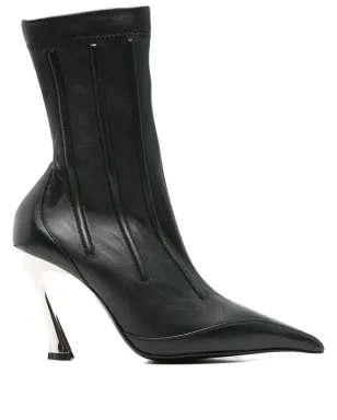 Mugler ブラック レザー アンクルブーツ - サムネイル1