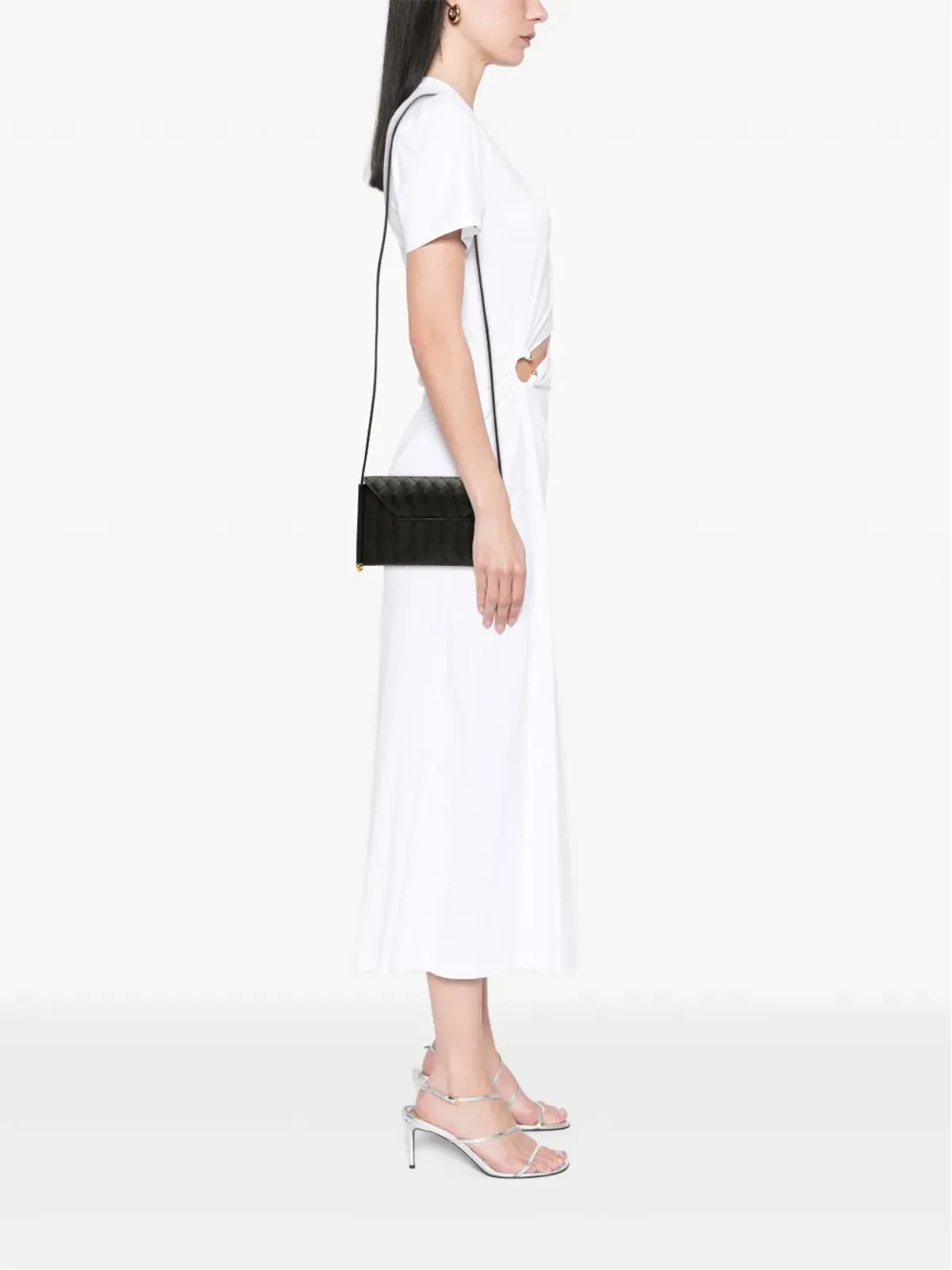 Bottega Veneta ビンテージ カーフスキン イントレッチァート ソルスティス スマホポーチ付きクロスボディバッグ - 画像2