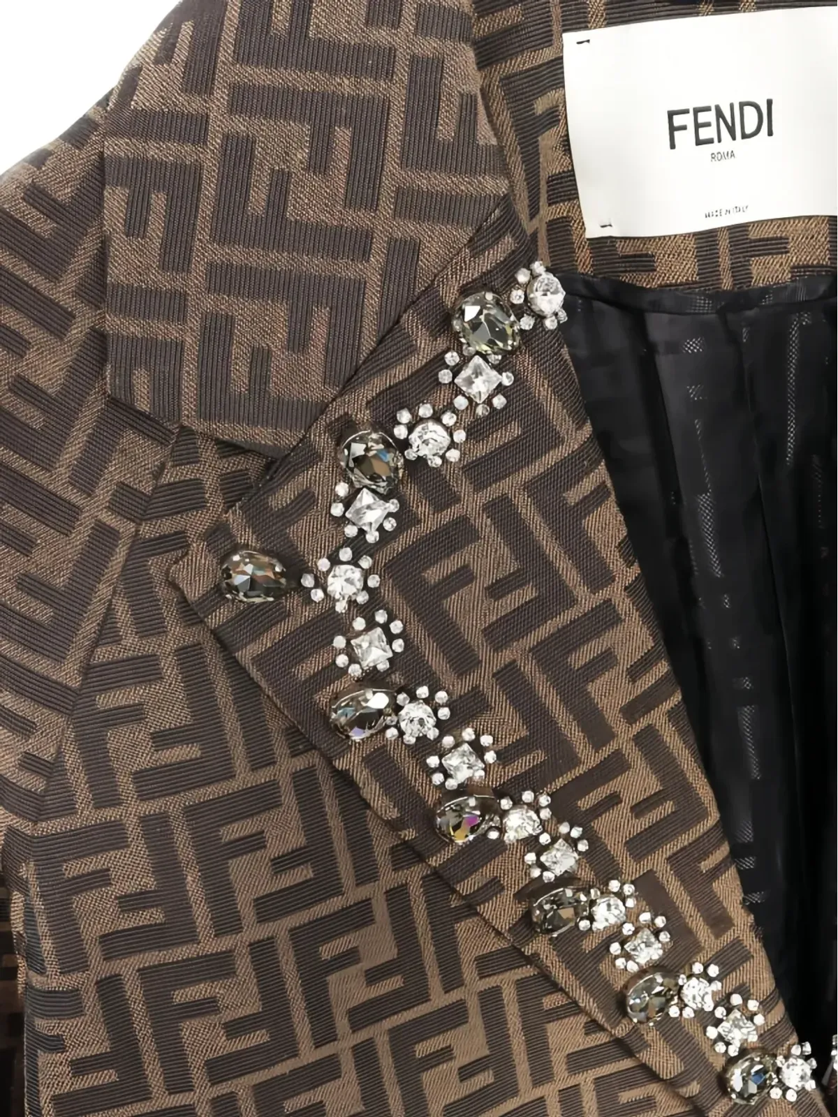 Fendi Pre-Owned zucca柄クリスタル装飾ジャケット - Brown - 画像5