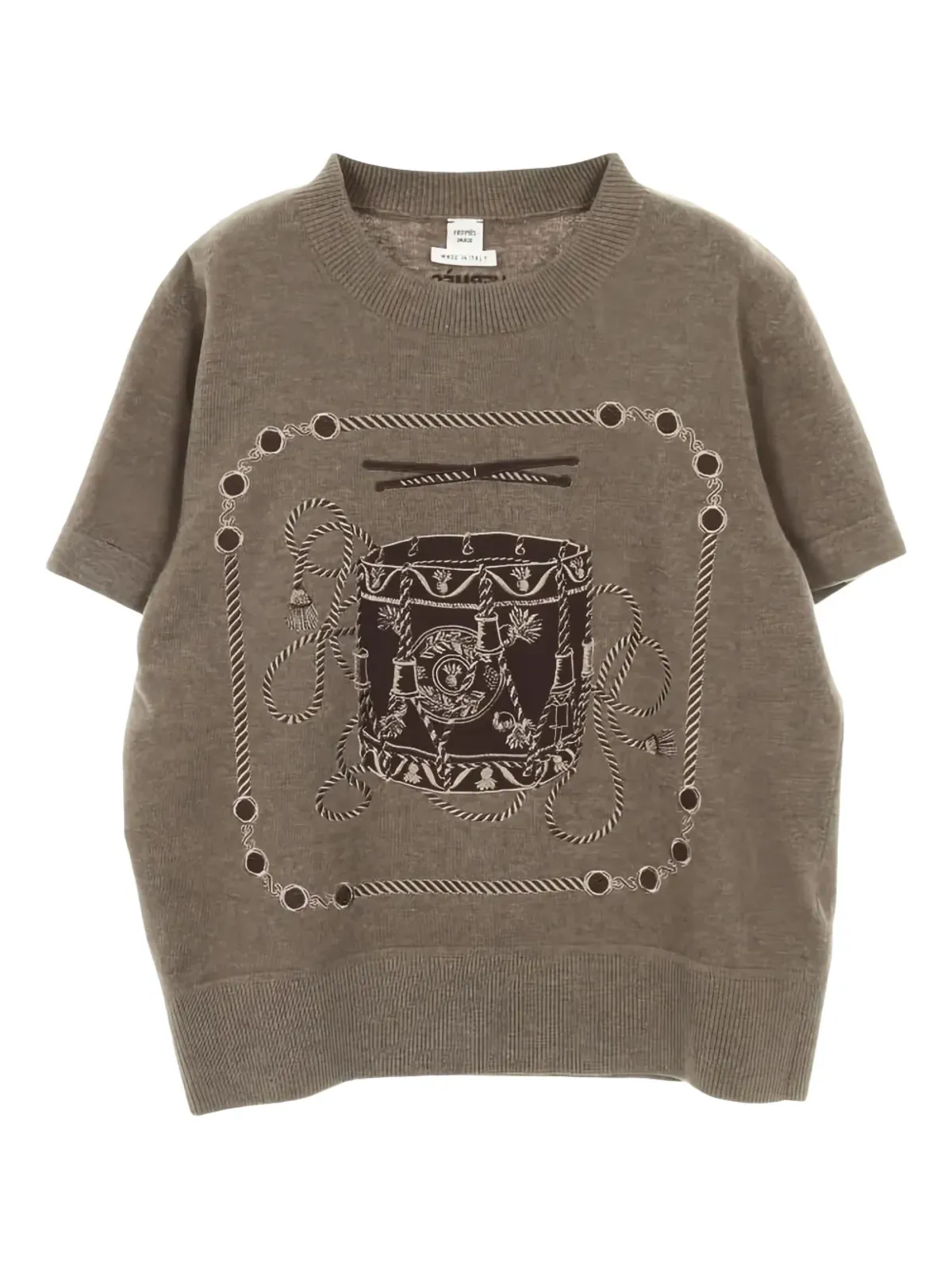 Hermès クルーネック半袖ニットトップ - 画像2