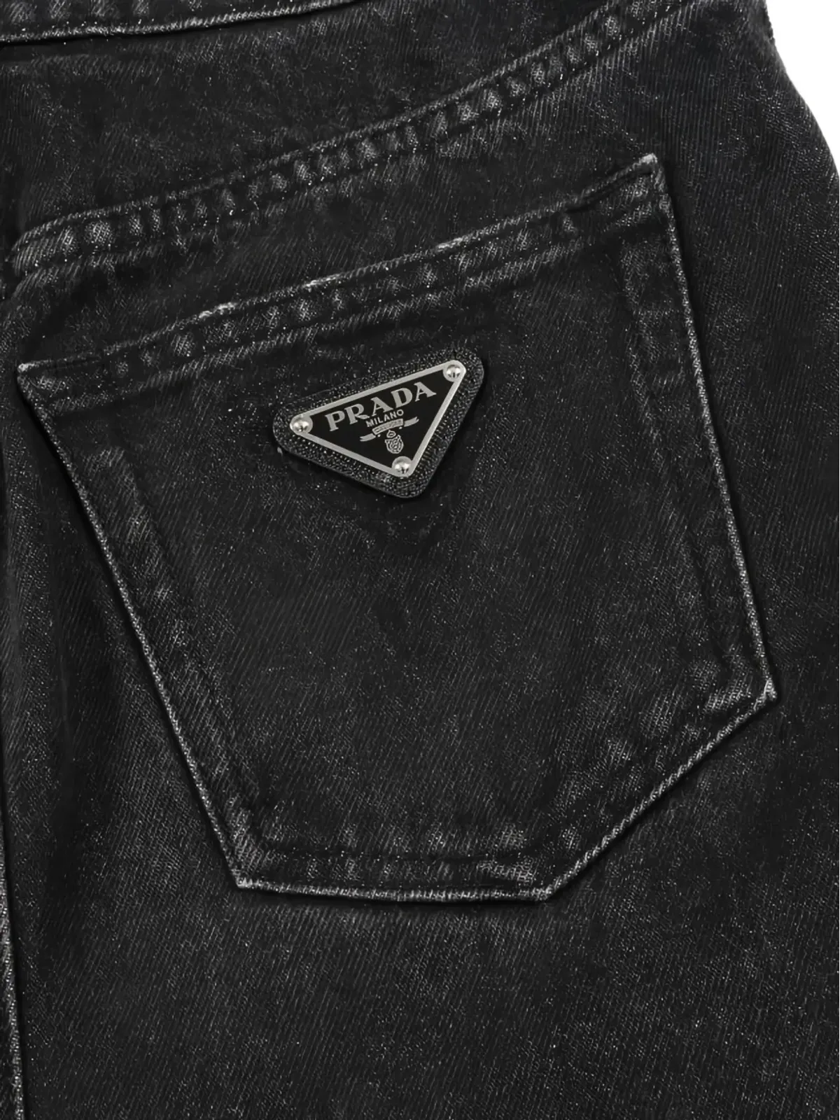 Prada Pre-Owned トライアングルロゴ デニム ミディスカート - ブラック - 画像5