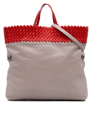 Bottega Veneta Pre-Owned イントレチャート トリム バイカラー ナパ サッチェル - グレー - サムネイル1