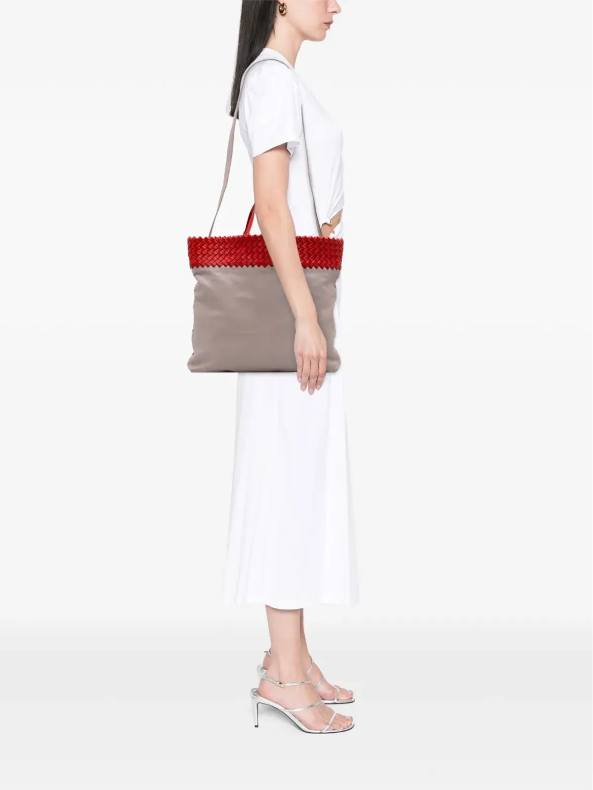 Bottega Veneta Pre-Owned イントレチャート トリム バイカラー ナパ サッチェル - グレー - 画像2