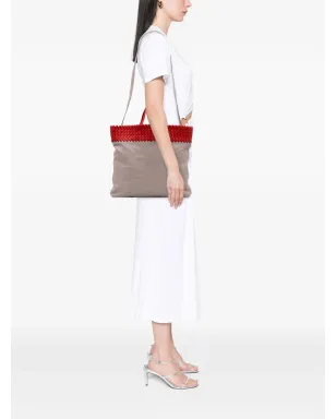 Bottega Veneta Pre-Owned イントレチャート トリム バイカラー ナパ サッチェル - グレー - サムネイル2