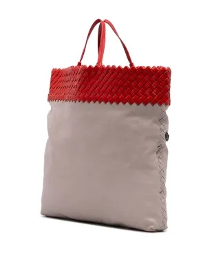 Bottega Veneta Pre-Owned イントレチャート トリム バイカラー ナパ サッチェル - グレー - サムネイル3