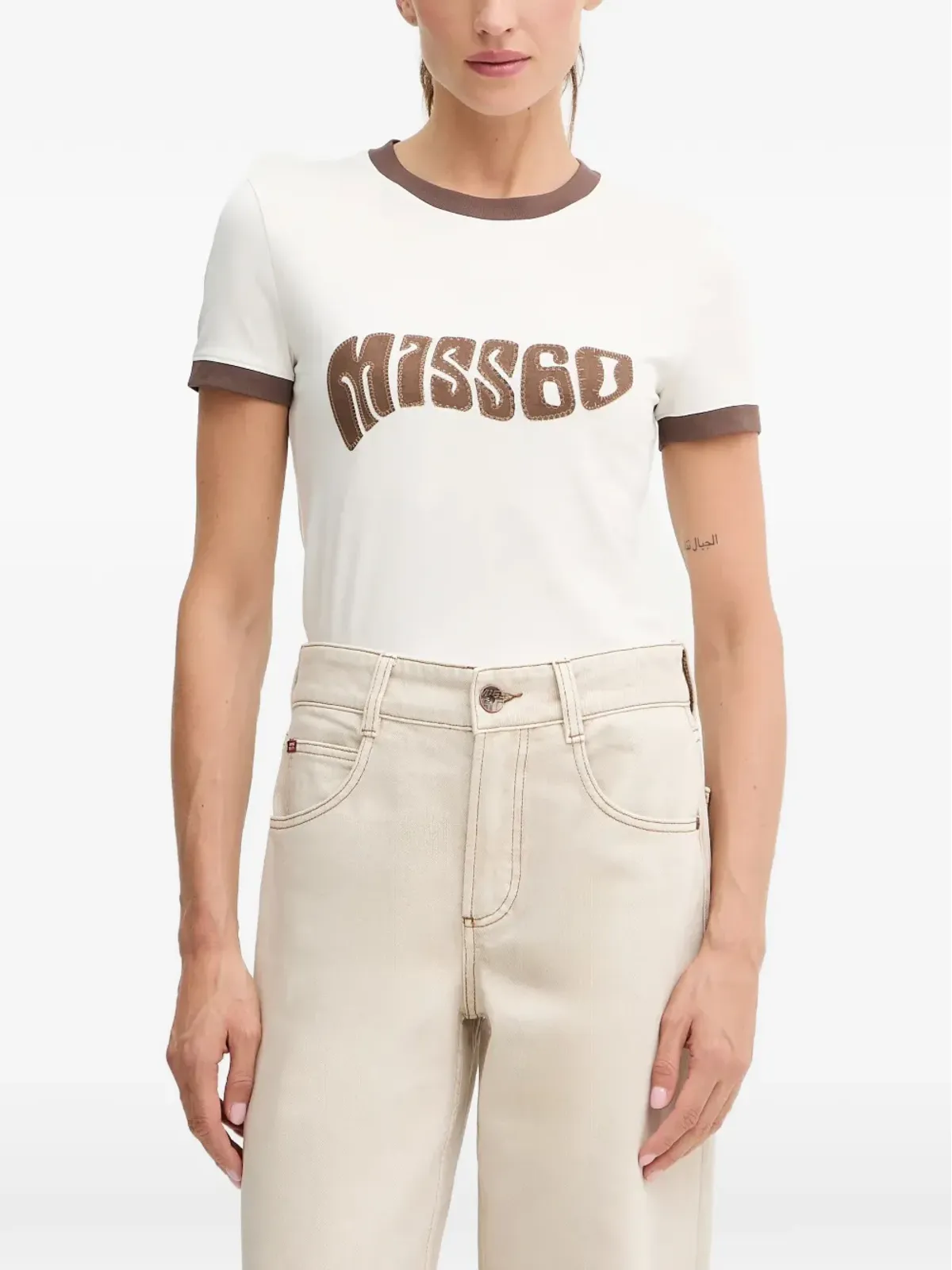 Miss Sixty アップリケ付きリンガーTシャツ - 画像1
