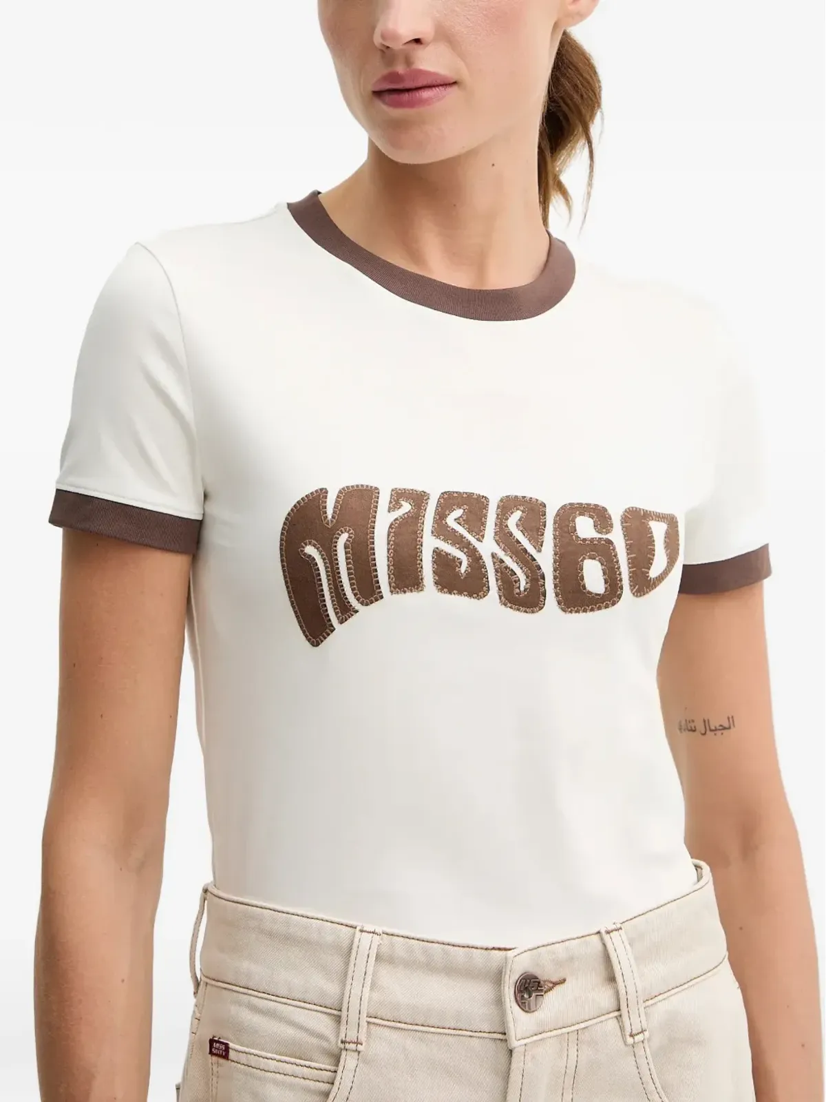 Miss Sixty アップリケ付きリンガーTシャツ - 画像4