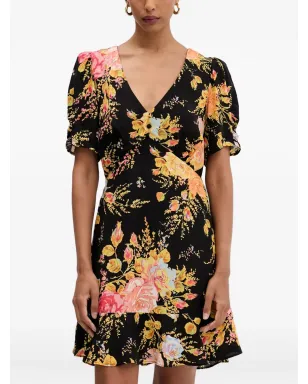 NEVER FULLY DRESSED Aライン花柄ミニドレス ブラック - サムネイル1