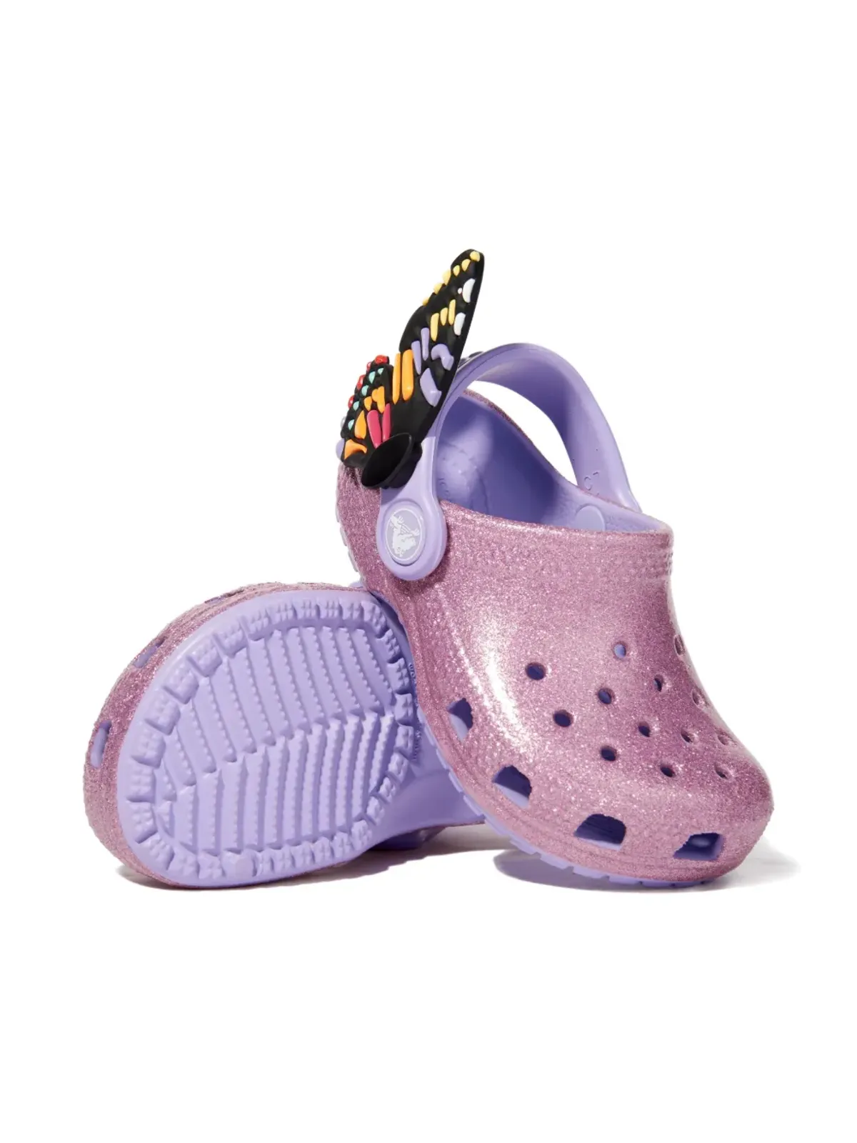 Crocs Kids グリッター蝶モチーフサンダル ピンク - 画像2