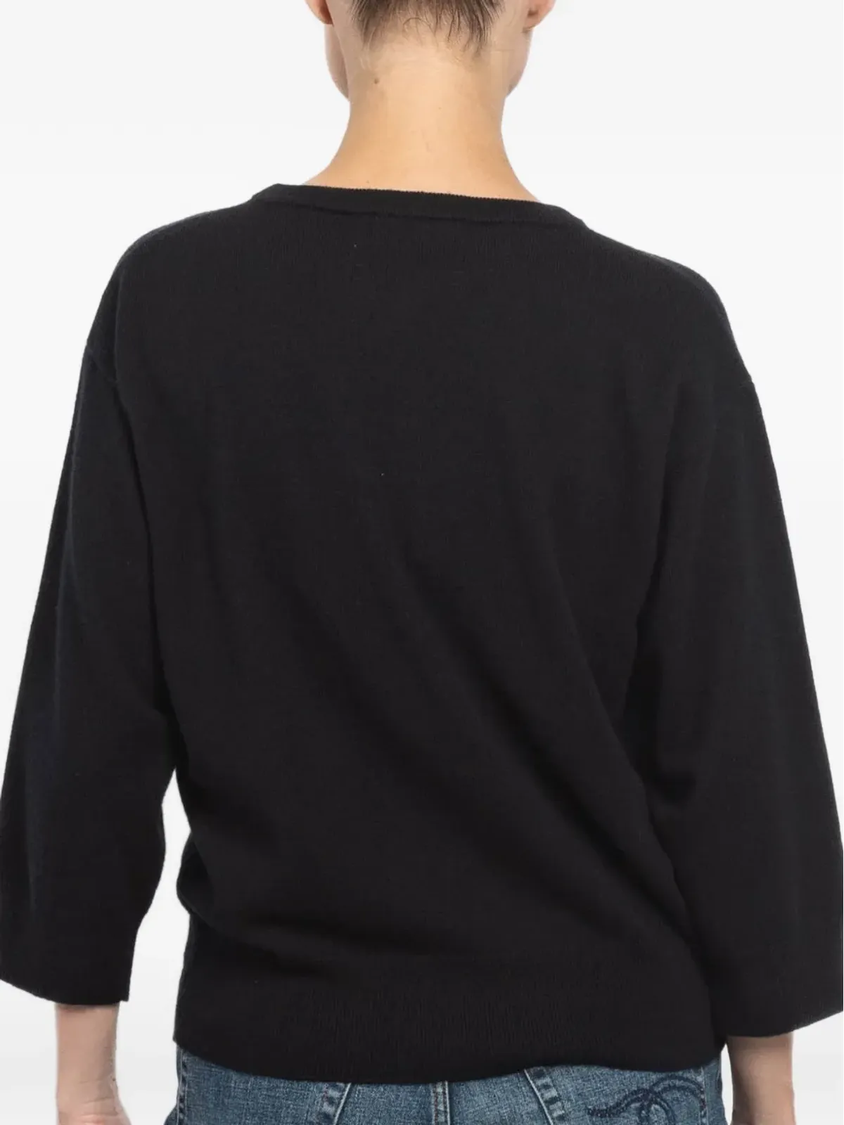 extreme cashmere N°398 Jewel ショートスリーブ クルーネック セーター - ブラック - 画像4