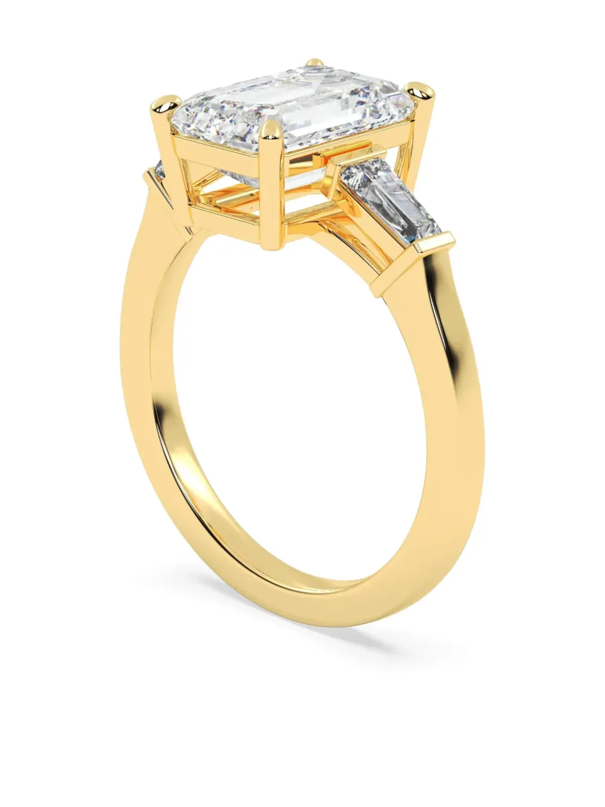 Tilla 14K イエローゴールド エメラルドカット ダイヤモンド リング - 画像3