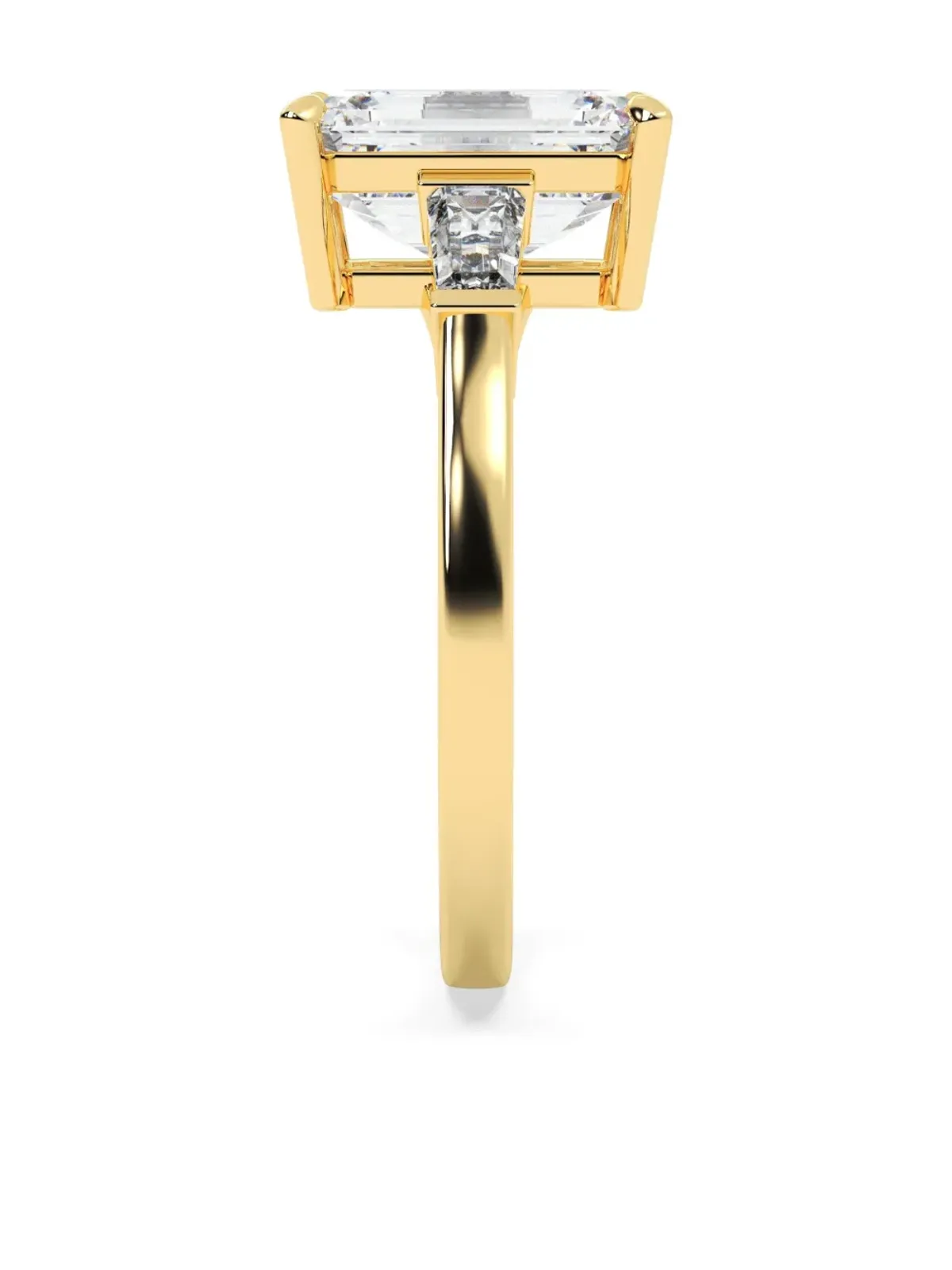Tilla 14K イエローゴールド エメラルドカット ダイヤモンド リング - 画像4