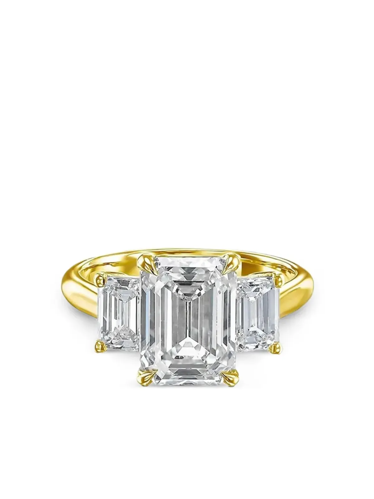 Tilla 14K yellow gold diamond Three Stone ring - 画像1