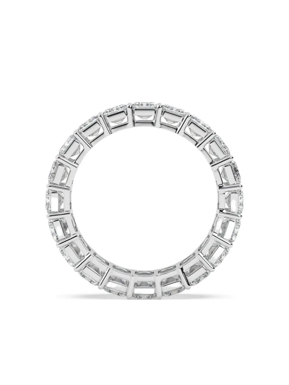 Tilla 14Kホワイトゴールド エメラルドカット ダイヤモンド ウェディングリング - 画像2