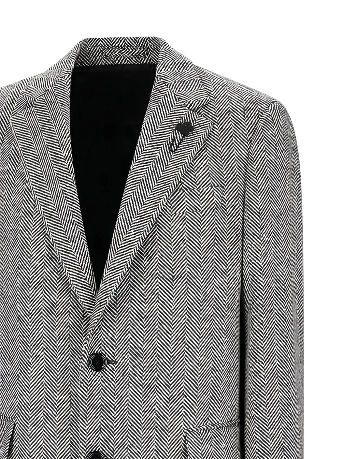 Lardini ヘリンボーン柄 ボタンアップコート - 画像3