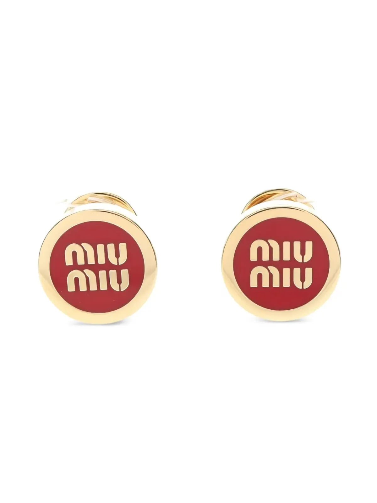 Miu Miu Pre-Owned ホワイトゴールドエナメルイヤリング - 画像1