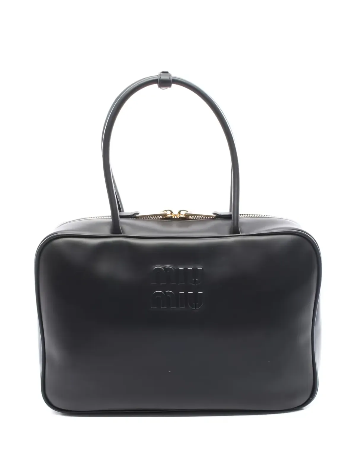 Miu Miu Pre-Owned 2020s Bow embossed leather handbag - Black - 画像1