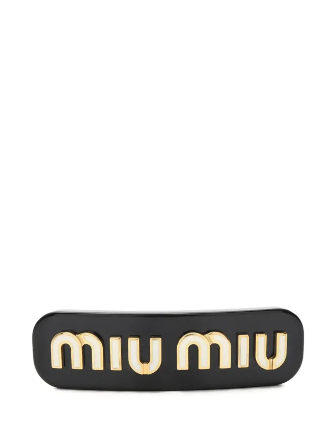 Miu Miu Pre-Owned Miu Miu Pre-Owned logo-lettering hair clip - Blackの商品画像