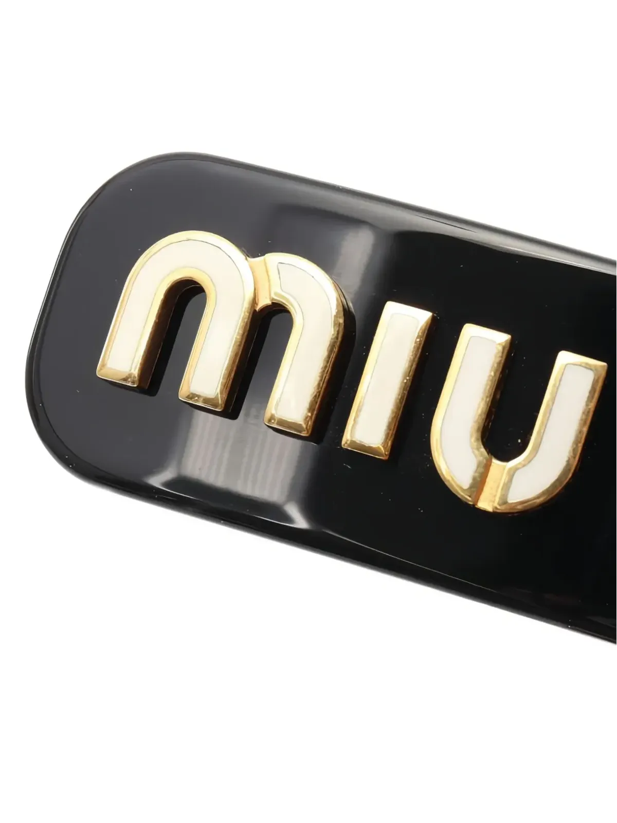 Miu Miu Pre-Owned logo-lettering hair clip - Black - 画像4