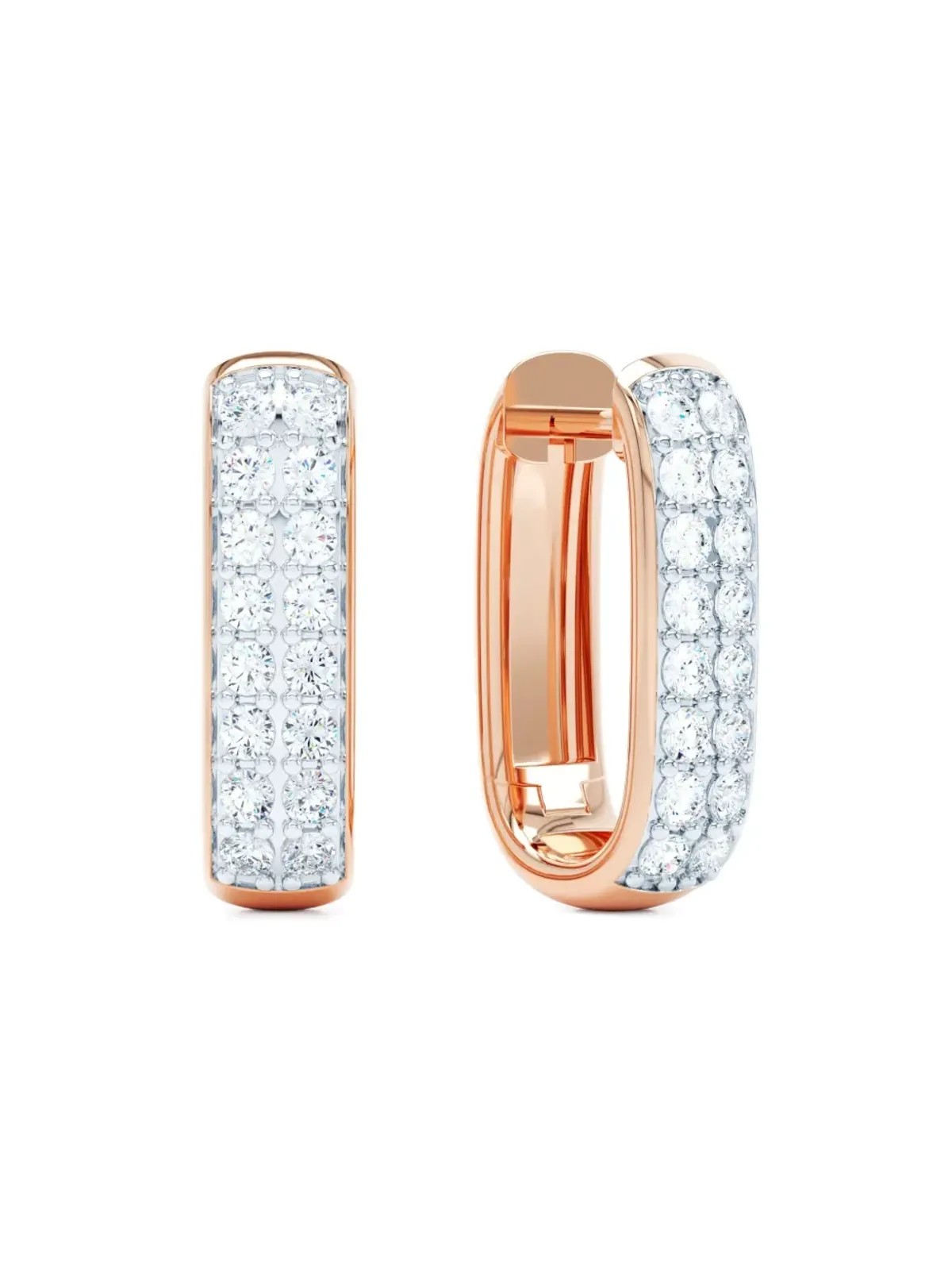 LOEV 14K ローズゴールド アルデイ elongated ダイヤモンド ハギー イヤリング - ピンク - 画像2