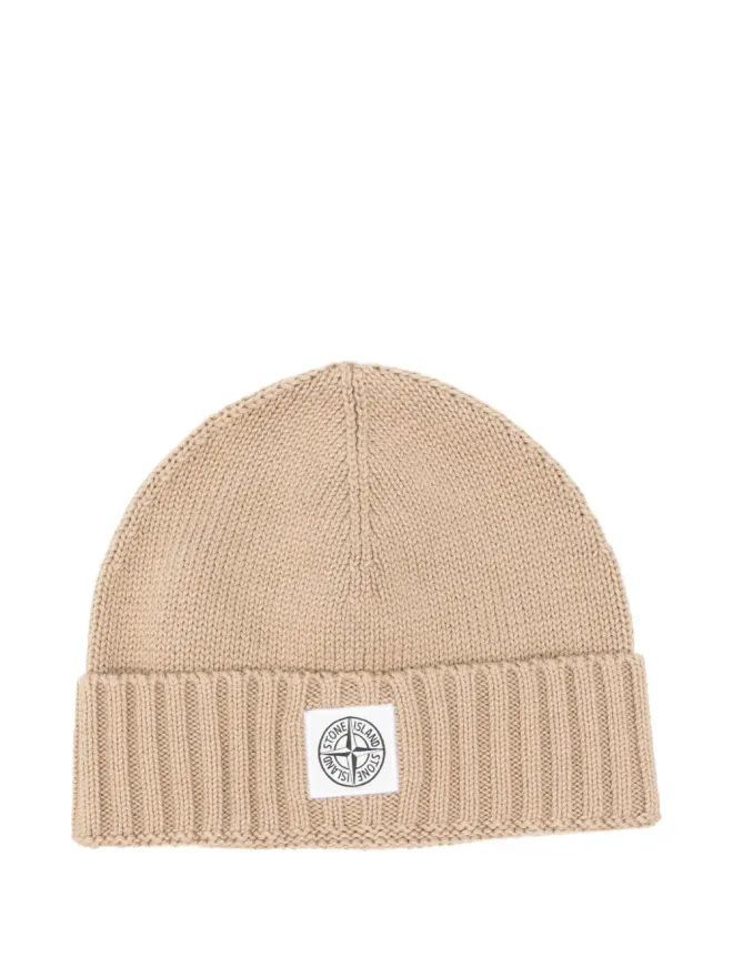 Stone Island Junior Stone Island Junior ロゴパッチリブ編みビーニーの商品画像