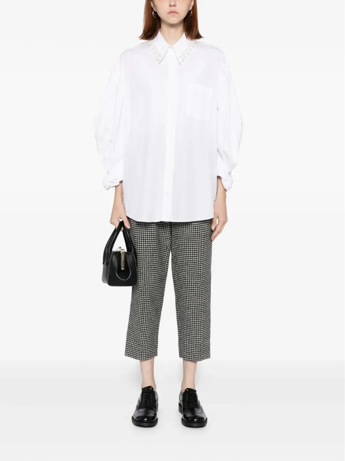 Black Comme Des Garçons ハウンドトゥース柄パンツ - 画像2