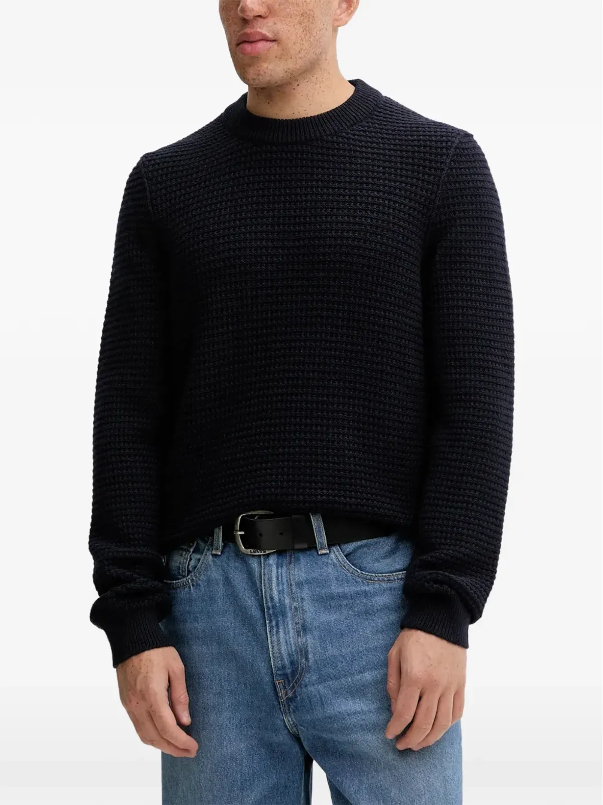 Marc O'Polo ワッフルパターン スウェットシャツ ブルー - 画像1