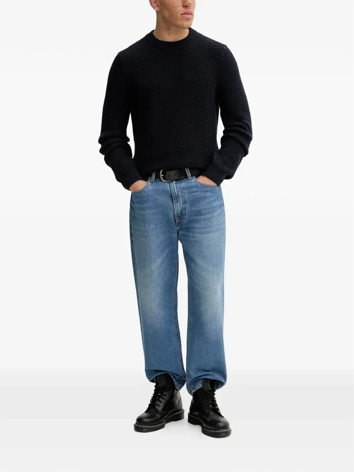 Marc O'Polo ワッフルパターン スウェットシャツ ブルー - 画像2