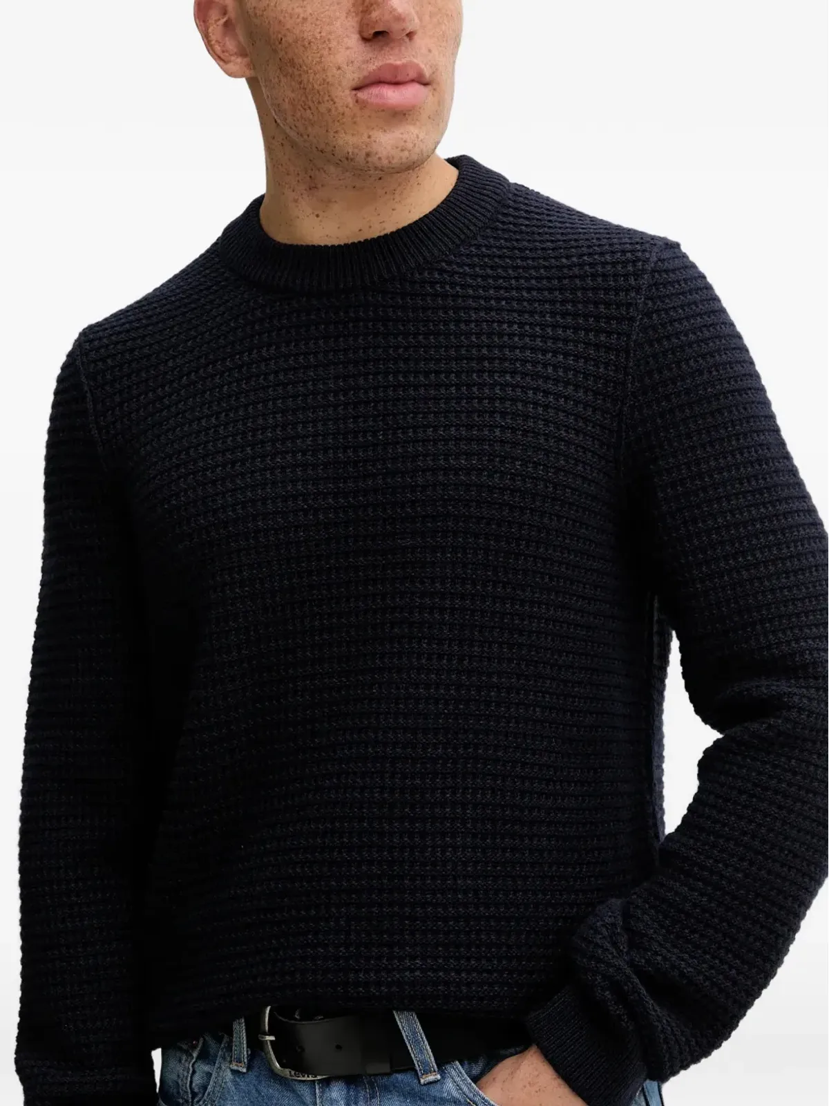 Marc O'Polo ワッフルパターン スウェットシャツ ブルー - 画像4