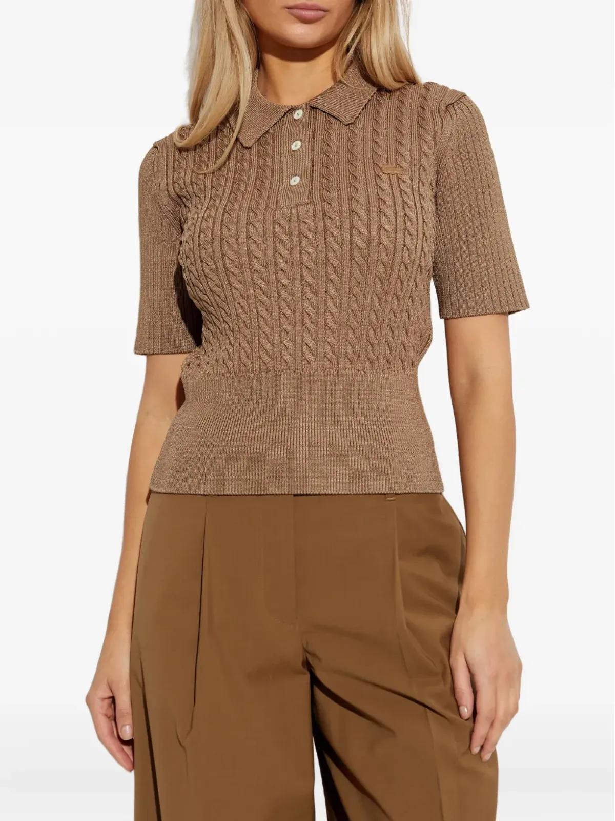Lacoste ケーブルニット ポロシャツ - 画像3