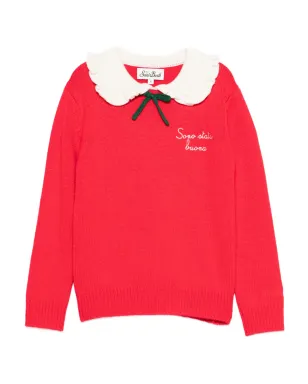 MC2 Saint Barth Kids リボン付きフリルカラーセーター - サムネイル1