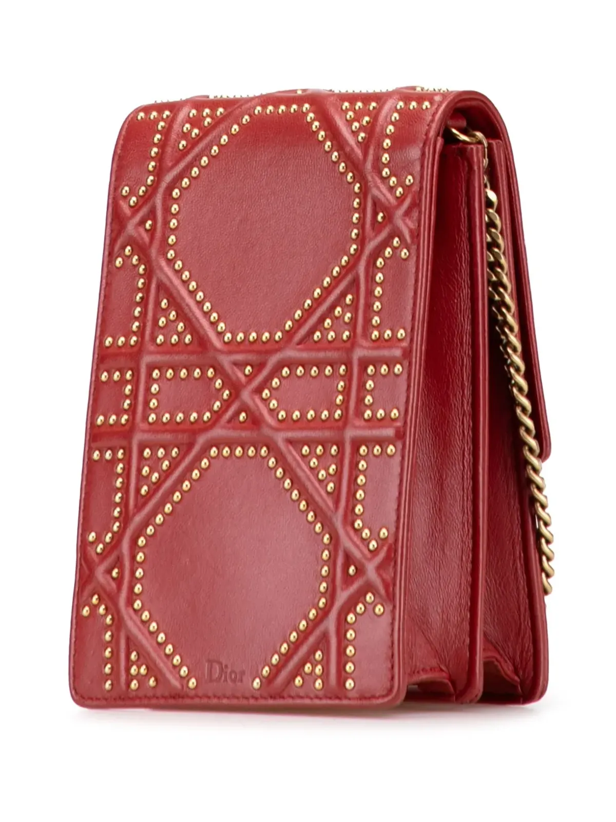Christian Dior Pre-Owned スタッズ付きラムスキンの縦型ディオラマ・クロスボディバッグ - 画像3