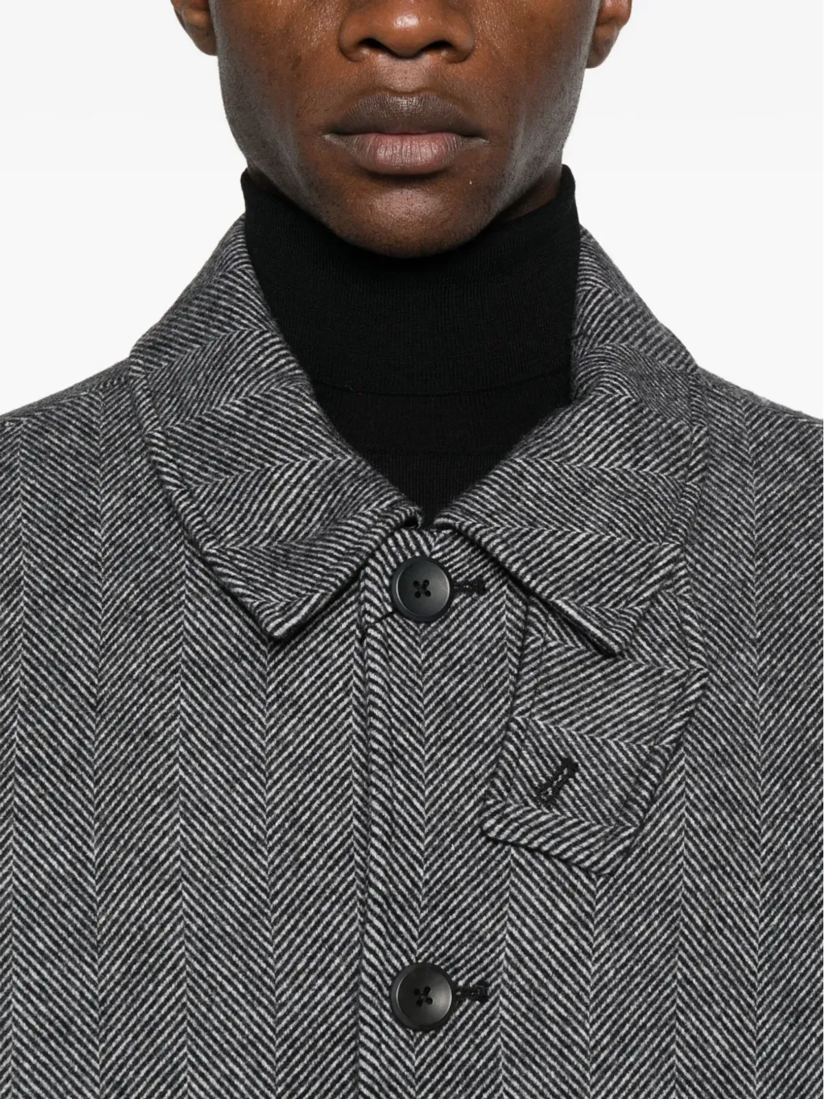 Calvin Klein シングルブレスト ヘリンボーン コート - ブラック - 画像5
